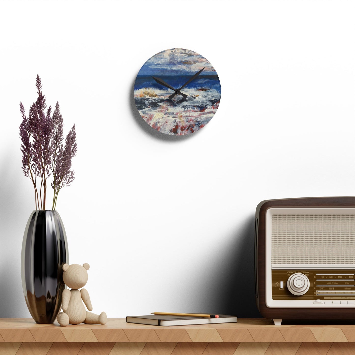 "Spindrift" by Penny May Hineline | Wall Clock