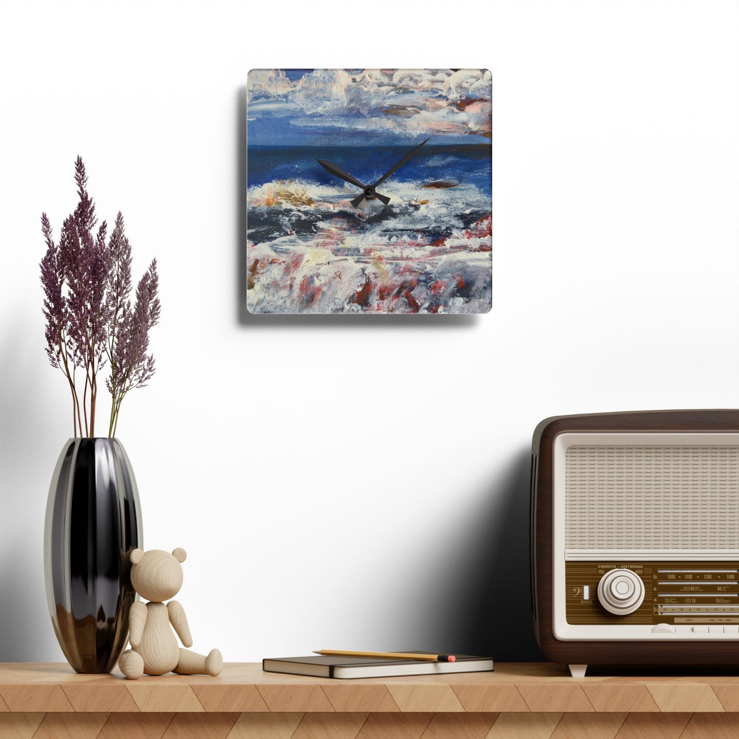 "Spindrift" by Penny May Hineline | Wall Clock