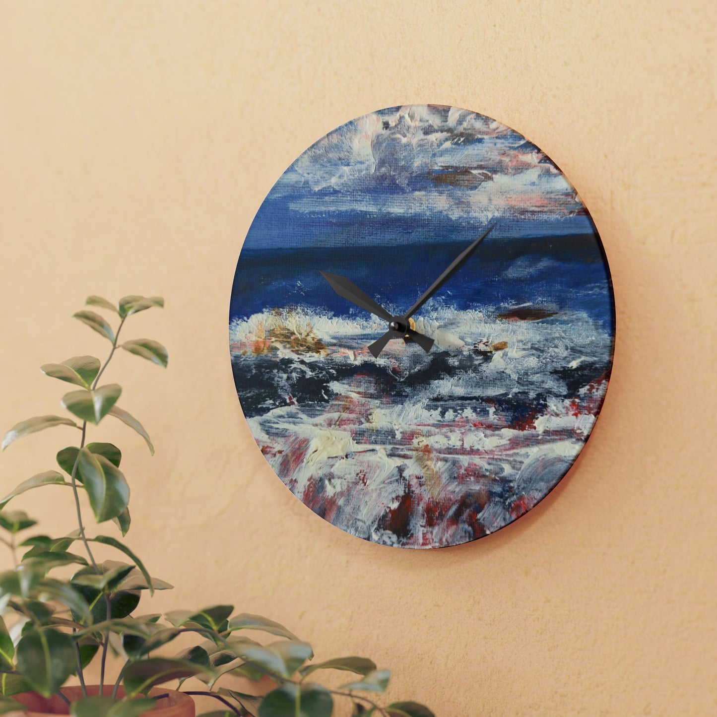 "Spindrift" Acrylic Wall Clock | Art by Penny May Hineline