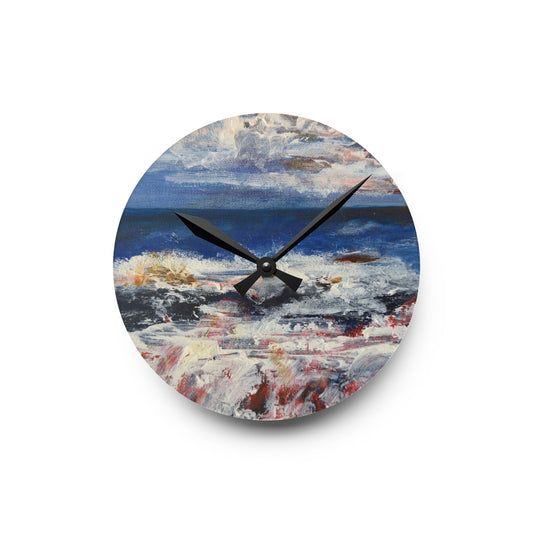 "Spindrift" Acrylic Wall Clock | Art by Penny May Hineline