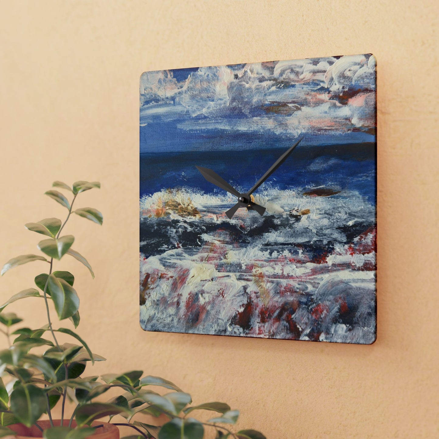 "Spindrift" Acrylic Wall Clock | Art by Penny May Hineline