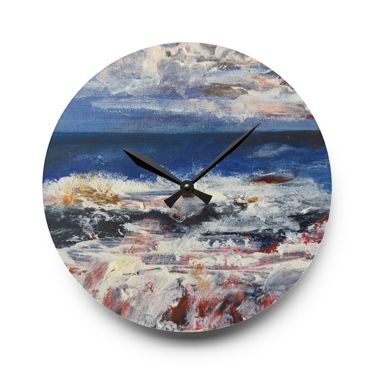 "Spindrift" Acrylic Wall Clock | Art by Penny May Hineline